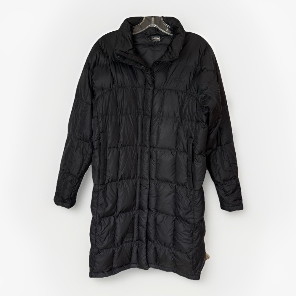 The North Face Women's Black Long Down Puffer Coat Size Small Parka Missing Hood
